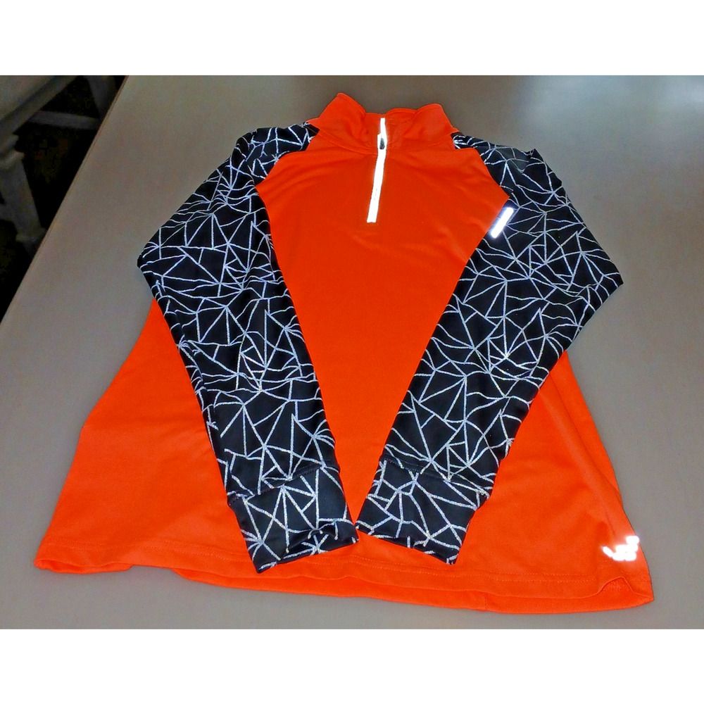 Womens 360 degree Reflective Long Sleeve 1/4 zip pocket Running Cycling Top Med